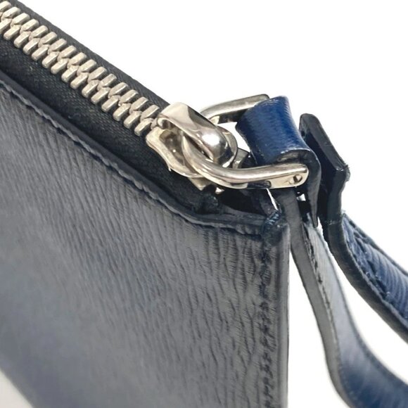Salvatore Ferragamo logo Pouch with strap Clutch bag Leather Navy - Picture 12 of 16